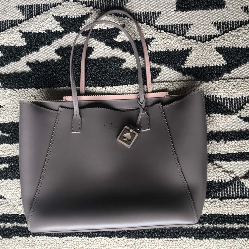 Kate Spade Grey & Pink Scallop Edge bag